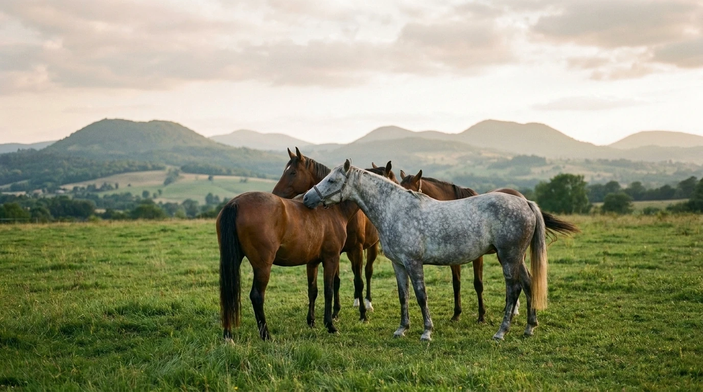 Les chevaux du Rêve d'équilibre en liberté, Puy-de-Dôme